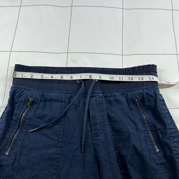 Athleta Pants Womens 6 Navy Blue Cabo Linen Jogger Drawstring Breathable Casual - Picture 7 of 12